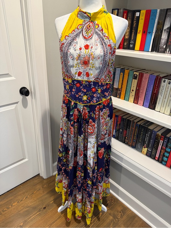 Maeve Dresses & Skirts - Maeve Yellow & Navy Floral Halter Maxi Dress